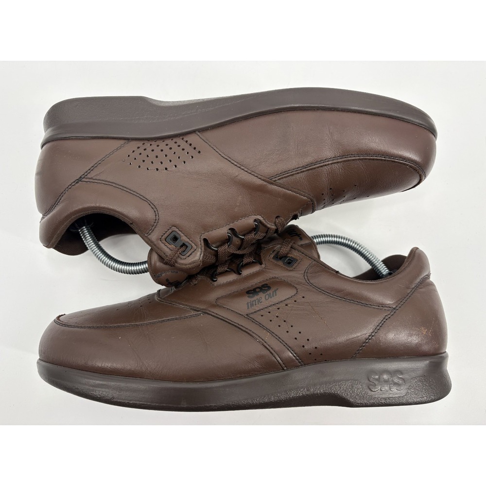 SAS Time Out Walking Shoes Men's 11 Walnut Brown Leather Comfort USA, PowerStep - Picture 7 of 13